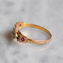 Load image into Gallery viewer, Edwardian 15K Rose Gold Flush-Set Diamond Ruby Ring
