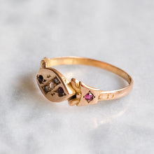 Load image into Gallery viewer, Edwardian 15K Rose Gold Flush-Set Diamond Ruby Ring