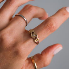 Load image into Gallery viewer, Edwardian 15K Rose Gold Flush-Set Diamond Ruby Ring
