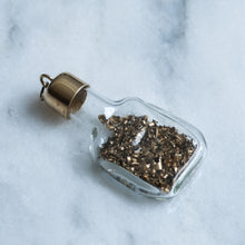 Load image into Gallery viewer, Vintage 1970s Glass Bottle with Gold Flakes Pendant
