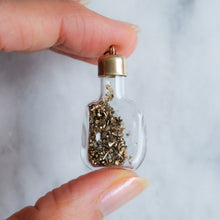Load image into Gallery viewer, Vintage 1970s Glass Bottle with Gold Flakes Pendant