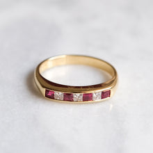 Load image into Gallery viewer, Vintage 18K Yellow Gold Channel Set Diamond Ruby Ring