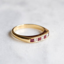 Load image into Gallery viewer, Vintage 18K Yellow Gold Channel Set Diamond Ruby Ring
