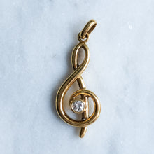 Load image into Gallery viewer, Vintage Treble Clef Diamond Pendant