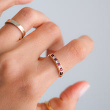 Load image into Gallery viewer, Vintage 18K Yellow Gold Channel Set Diamond Ruby Ring