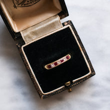 Load image into Gallery viewer, Vintage 18K Yellow Gold Channel Set Diamond Ruby Ring