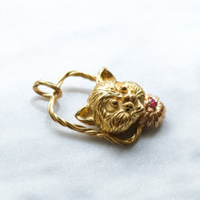 Load image into Gallery viewer, Retro 18K Yellow Gold Ruby Cat Pendant