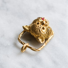 Load image into Gallery viewer, Retro 18K Yellow Gold Ruby Cat Pendant