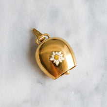 Load image into Gallery viewer, Vintage Enamel Edelweiss Cow Bell Pendant