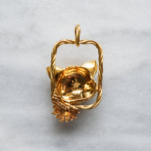 Load image into Gallery viewer, Retro 18K Yellow Gold Ruby Cat Pendant