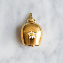Load image into Gallery viewer, Vintage Enamel Edelweiss Cow Bell Pendant