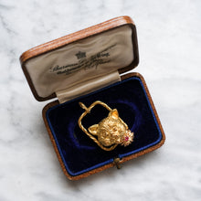 Load image into Gallery viewer, Retro 18K Yellow Gold Ruby Cat Pendant