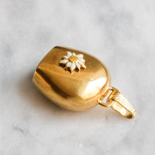 Load image into Gallery viewer, Vintage Enamel Edelweiss Cow Bell Pendant