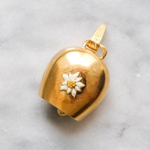Load image into Gallery viewer, Vintage Enamel Edelweiss Cow Bell Pendant