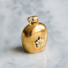Load image into Gallery viewer, Vintage Enamel Edelweiss Cow Bell Pendant