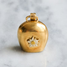 Load image into Gallery viewer, Vintage Enamel Edelweiss Cow Bell Pendant