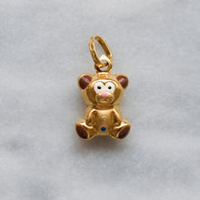 Load image into Gallery viewer, Vintage 18K Yellow Gold Enamel Teddy Bear Charm