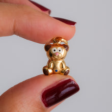 Load image into Gallery viewer, Vintage 18K Yellow Gold Enamel Teddy Bear Charm