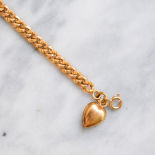 Load image into Gallery viewer, Antique Embossed Curb-Link Bracelet with attached Puffy Heart Charm