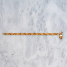 Load image into Gallery viewer, Antique Embossed Curb-Link Bracelet with attached Puffy Heart Charm