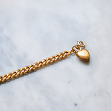 Load image into Gallery viewer, Antique Embossed Curb-Link Bracelet with attached Puffy Heart Charm