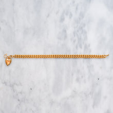 Load image into Gallery viewer, Antique Embossed Curb-Link Bracelet with attached Puffy Heart Charm