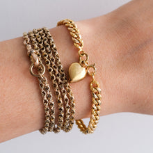 Load image into Gallery viewer, Antique Embossed Curb-Link Bracelet with attached Puffy Heart Charm