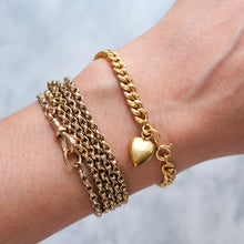 Load image into Gallery viewer, Antique Embossed Curb-Link Bracelet with attached Puffy Heart Charm