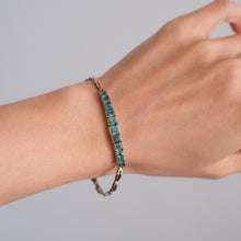 Load image into Gallery viewer, Antique Victorian 10K Rose Gold Colombian Emerald Fancy-Link Bracelet