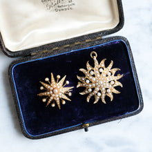 Load image into Gallery viewer, Antique Seed Pearl Celestial Starburst Brooch Pendant (Small)