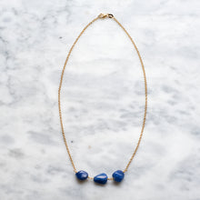 Load image into Gallery viewer, Vintage 18K Yellow Gold 3-Stone Sapphire Necklace