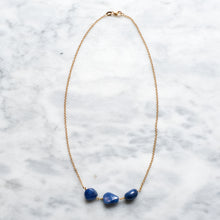 Load image into Gallery viewer, Vintage 18K Yellow Gold 3-Stone Sapphire Necklace
