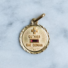 Load image into Gallery viewer, Vintage Retro Round QU'HIER QUE DEMAIN Augis Pendant with Box