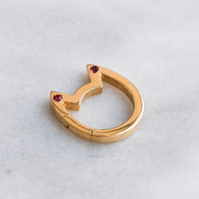 Load image into Gallery viewer, 18K Yellow Gold Eye of the Cat Connector with Ruby Tips