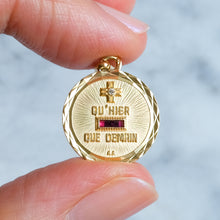 Load image into Gallery viewer, Vintage Retro Round QU'HIER QUE DEMAIN Augis Pendant with Box