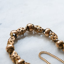 Load image into Gallery viewer, Antique Victorian 10K Rose Gold Celestial Fancy-Link Bracelet with a Garnet and Bloodstone Heart Padlock