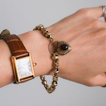 Load image into Gallery viewer, Antique Victorian 10K Rose Gold Celestial Fancy-Link Bracelet with a Garnet and Bloodstone Heart Padlock
