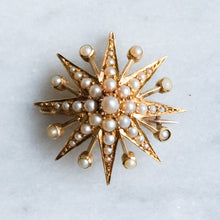 Load image into Gallery viewer, Antique Seed Pearl Celestial Starburst Brooch Pendant (Small)