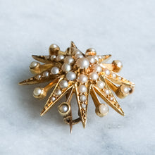 Load image into Gallery viewer, Antique Seed Pearl Celestial Starburst Brooch Pendant (Small)