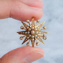 Load image into Gallery viewer, Antique Seed Pearl Celestial Starburst Brooch Pendant (Small)