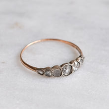 Load image into Gallery viewer, Antique Victorian 18K Yellow Gold and Silver 7-Stone Rose-Cut Diamond Ring