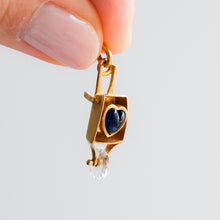 Load image into Gallery viewer, Belle Epoque Blue Paste Heart Wheelbarrow Charm