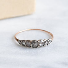 Load image into Gallery viewer, Antique Victorian 18K Yellow Gold and Silver 7-Stone Rose-Cut Diamond Ring