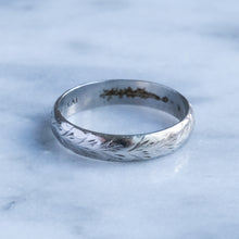 Load image into Gallery viewer, Vintage Art Deco Platinum Band with Engraved Foliate Decoration