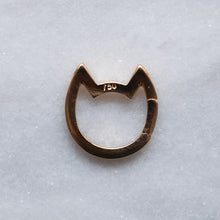 Load image into Gallery viewer, 18K Yellow Gold Eye of the Cat Connector with Gemstone Pink Sapphire Ears