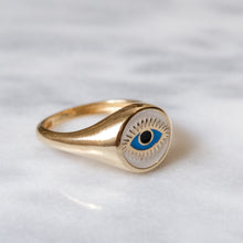 Load image into Gallery viewer, 9K Yellow Gold Enamel Evil Eye Ring