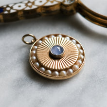 Load image into Gallery viewer, 14K Yellow Gold Engine Turned Star Sapphire and Pearls Pendant - A