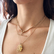 Load image into Gallery viewer, 14K Rose Gold T-Bar with attached double spiga-link short chain
