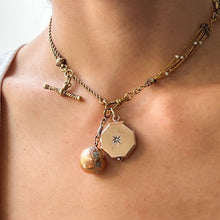 Load image into Gallery viewer, Art Deco 12K Rose Gold and Platinum Floral Embossed Ball Pendant