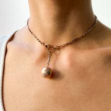 Load image into Gallery viewer, Art Deco 12K Rose Gold and Platinum Floral Embossed Ball Pendant